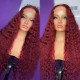 Hurela 4x4 Jerry Curly Lace Part Wig With 99J Burgundy Colored Wig 150% Density