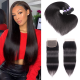 Hurela Cute Hair Peruvian Straight Hairstyles 4X4 Lace Closure Free Part With 3 Bundles Human Hair Natural Color