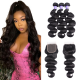 Hurela Hair Malaysian Hair Body Wave 3 Bundles With 4x4 Lace Closure