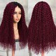 Hurela Glueless Ombre Burgundy Color V Part Wig Human Hair Jerry Curly Colored Wigs