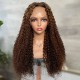 Hurela 13x4 Lace Frontal Jerry Curly Human Hair Wig Piano Brown Highlight Color Wig 150% Density