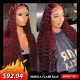 Hurela Burgundy Colored Jerry Curly 4X0.75 Lace Part Human Hair Wig For Women Pre-Plucked Wig Crazy Flash Sale