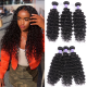 Hurela Brazilian 7A 3 Bundles Deep Wave Virgin Human Hair Weave Natural Black Color