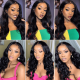 Hurela Body Wave Human Hair Wigs 4x4 Lace Closure Natural Black Color Virgin Hair Wig