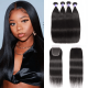 Hurela 5*5 HD Brazilian Straight Hair lace closure With 4 Bundles 100% Virgin Human Hair Wig