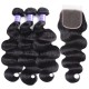 Hurela Hair Malaysian Hair Body Wave 3 Bundles With 4x4 Lace Closure