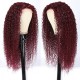 Hurela 4x4 Jerry Curly Lace Part Wig With 99J Burgundy Colored Wig 150% Density