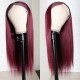 Hurela Headband Wig Straight Hairstyles hairstyles 99J Wine Red Headband Wig With Black Root 150% Density
