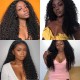 Hurela Cheap Human Hair Kinky Curly Weave Hair Hairstyles 4 Bundles Natural Color