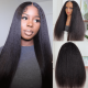 V Part Kinky Straight Human Hair Wigs No Lace No Glueless 150% Density