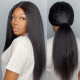 V Part Kinky Straight Human Hair Wigs No Lace No Glueless 150% Density