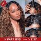 Hurela Lowest Price V Part Wig Jerry Curly Balayage Highlight Color Wigs Human Hair Beginner Friendly Upgrade U Part Wig 150% Density No Lace #FB30 Facebook ad Special Sale