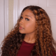 Hurela Piano Brown Highlight Big Curly 13x5 Lace Frontal Wigs Water Wave Wig For Women Facebook Special Sale