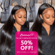 Hurela 150% Density Long Straight 13x4 Lace Frontal Wigs Natural Color