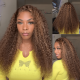 Hurela Honey Blond Highlight 13x4 Lace Front Jerry Curly Human Wigs With Baby Hair #TL412 Color 150% Density Facebook ad Special Sale
