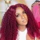 Hurela Burgundy Colored Jerry Curly 4X0.75 Lace Part Human Hair Wig For Women Pre-Plucked Wig Get AMEERA Same Hair Style Facebook Special Sale