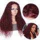 Hurela 4x4 Jerry Curly Lace Part Wig With 99J Burgundy Colored Wig 150% Density