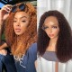 Hurela 13x4 Dark Auburn Color Kinky Curly Lace Frontal Wig Reddish Brown Lace Front Human Hair Wigs