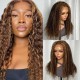 Hurela Affordable Kinky Curly Honey Blonde Highlights Wig Human Hair 13x4 Transparent Lace Frontal Wigs 