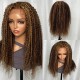 Hurela Affordable Kinky Curly Honey Blonde Highlights Wig Human Hair 13x4 Transparent Lace Frontal Wigs 
