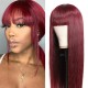 Hurela 99J Color Straight Human Hair Wigs With Bangs 