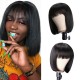 Hurela Short Bob Straight Hair Wig With Bang Human Hair Wig Bob Machine Made