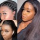 Hurela Cheap Natural Black kinky Straight 4x4 lace closure Wigs Pre-plucked