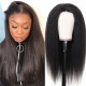 Hurela Cheap Natural Black kinky Straight 4x4 lace closure Wigs Pre-plucked