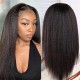 Hurela Cheap Natural Black kinky Straight 4x4 lace closure Wigs Pre-plucked