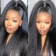 Hurela Cheap Natural Black kinky Straight 4x4 lace closure Wigs Pre-plucked