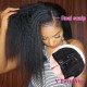 V Part Kinky Straight Human Hair Wigs No Lace No Glueless 150% Density