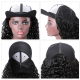 Short Straight Hair Dark Brown Hats with Human Hair Attached Glueless Human Hair Wig 