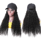 Short Straight Hair Dark Brown Hats with Human Hair Attached Glueless Human Hair Wig 