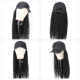 Short Straight Hair Dark Brown Hats with Human Hair Attached Glueless Human Hair Wig 