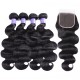 Hurela Hair 4 Bundles Body Wave Hair With Lace Closure