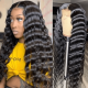Deep Wave Hair 13x4 Pre Plucked Human Hair Lace Front Wigs 
