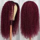 Hurela Glueless Ombre Burgundy Color V Part Wig Human Hair Jerry Curly Colored Wigs