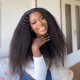 V Part Kinky Straight Human Hair Wigs No Lace No Glueless 150% Density