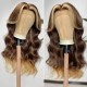 Hurela Body Wave 13x4 Lace Front Wig With Chunky Honey Brown Highlight Pre Plucked With Baby Hair