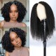 Hurela V Part Kinky Curly Human Hair Wigs Protective Style Wigs No Lace No Gel Glueless Wigs Natural Color