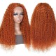 Hurela Ginger Orange Color Lace Part Wig Jerry Curly Human Hair Wigs Color #88J