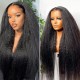 Hurela Lace Front Realistic Kinky Straight 150% Density Human Hair Wigs