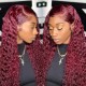 Hurela 4x4 Jerry Curly Lace Part Wig With 99J Burgundy Colored Wig 150% Density