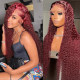 Hurela 4x0.75 Lace Burgundy Colored Jerry Curly 13X4 HD Lace Front Pre-Plucked Wig | Get Cajunfootrub Same Hair Style