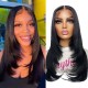 Hurela 150% Density Long Straight 13x4 Lace Frontal Wigs Natural Color
