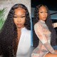 Hurela Jerry Curly 13x6 Transparent Lace Front Human Hair Wigs 180% Density