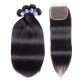 Hurela Hair 100% Human Virgin Hair Straight Hair 4 Bundles With 4x4 Lace Closure