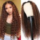 Hurela Honey Blonde Highlight Wig Human Hair 4x4 Curly Lace Closure Wig Pre Plucked Affordable Human Hair Wigs 150% Density
