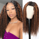Hurela Balayage Highlight Curly V Part Wigs Effortless To Put On Dark Roots Human Hair Wig 150% Density