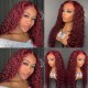 Hurela 4x4 Jerry Curly Lace Part Wig With 99J Burgundy Colored Wig 150% Density